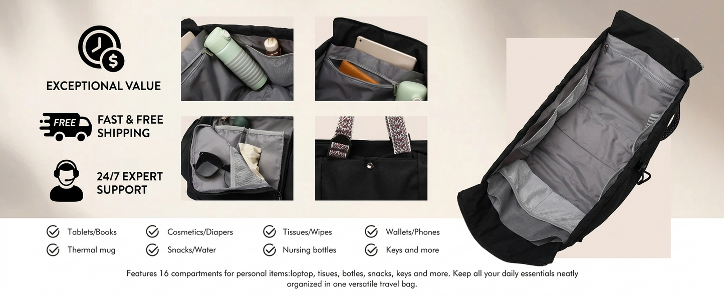Multi-Functional Luxury Travel & Diaper Tote